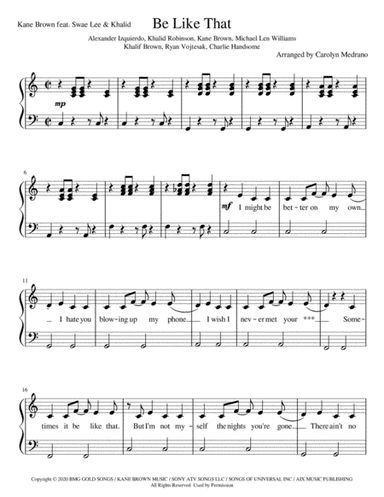 Be Like That (arr. Carolyn Medrano)