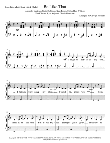 Be Like That (arr. Carolyn Medrano)