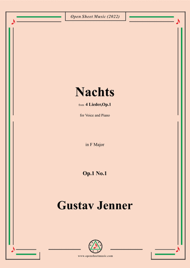 Jenner-Nachts,in F Major,Op.1 No.1 (arr. OSM Press)