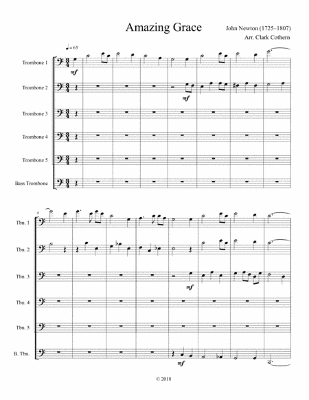 Amazing Grace (6 Trombones) (arr. Clark Cothern)