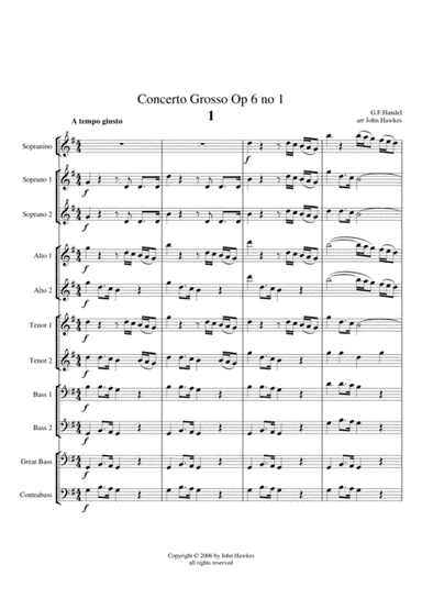 Handel: Concerto Grosso op6 no 1 (arr. John Hawkes)