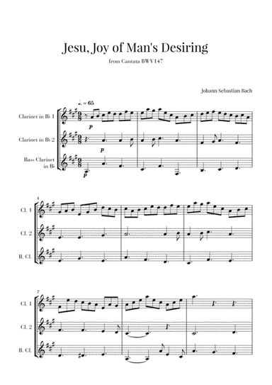 Bach - Jesu, Joy of Man's Desiring for 2 Clarinets and Bass Clarinet (arr. Cadenza Editions)