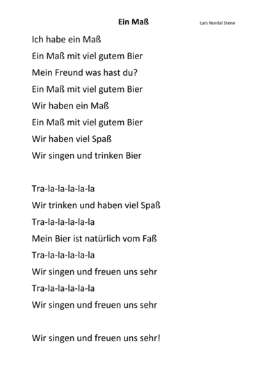 Ein Maß : Deutch - Für Oktoberfest mit Gesang-text (2min30sek)