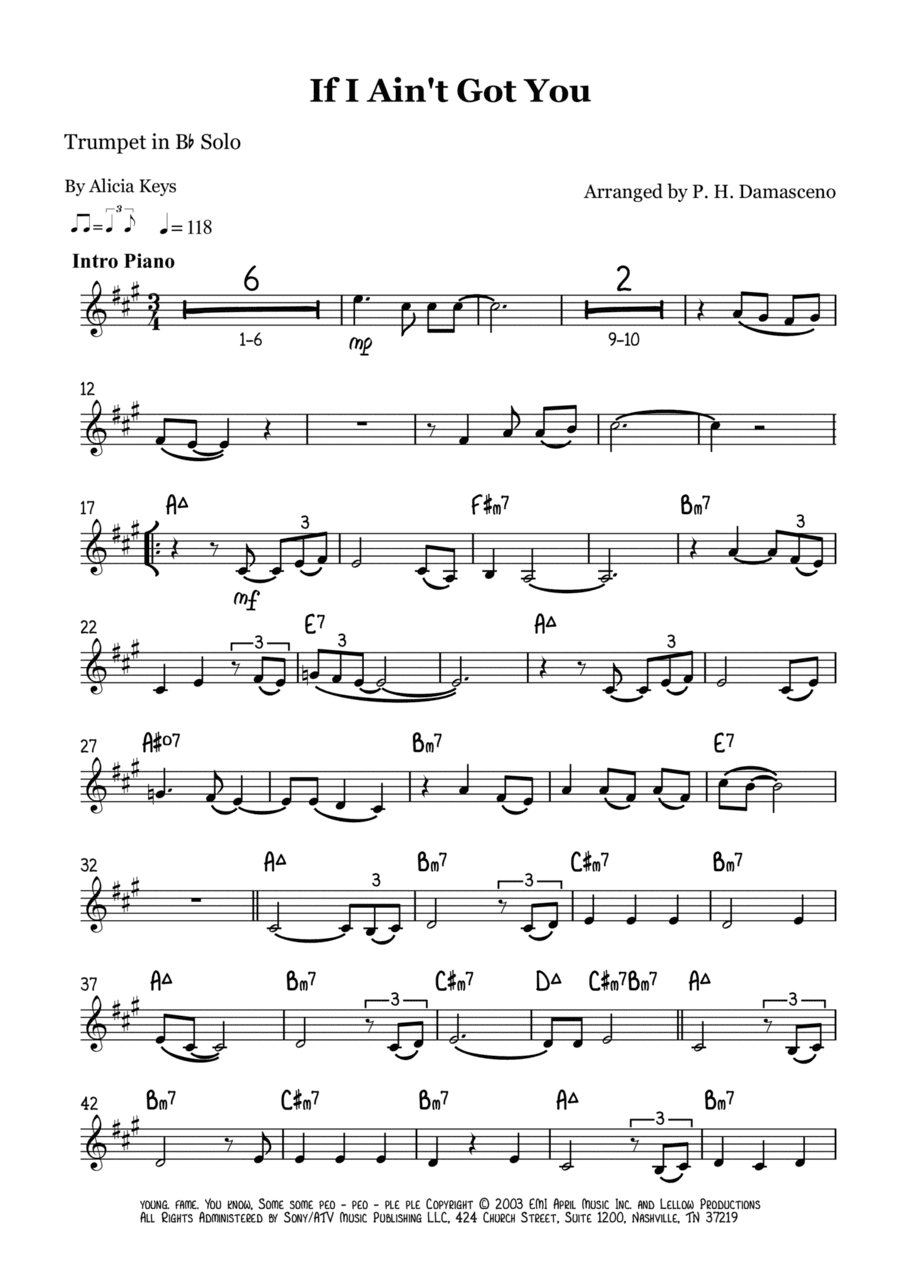 If I Ain't Got You (arr. P.H. Damasceno)