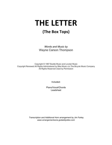 The Letter (arr. Jim Farley)