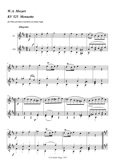 Menuet from "Eine kleine Nachtmusik" for Guitar and Flute / Recorder (arr. Stefan Niggl)