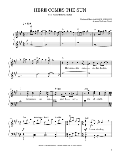 Here Comes The Sun (arr. Frank Pisani)