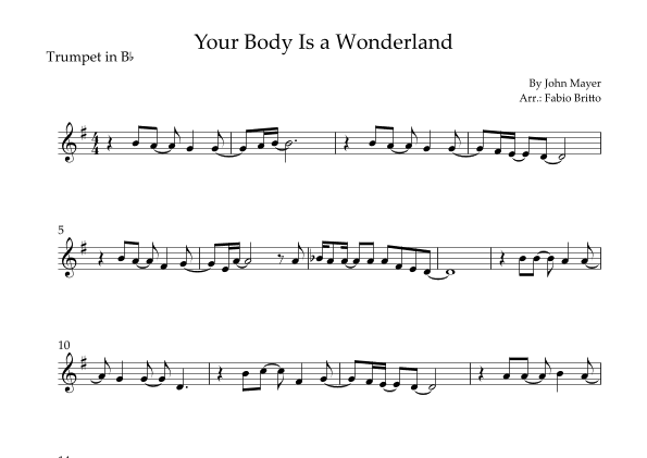Your Body Is A Wonderland (arr. Fabio Britto)