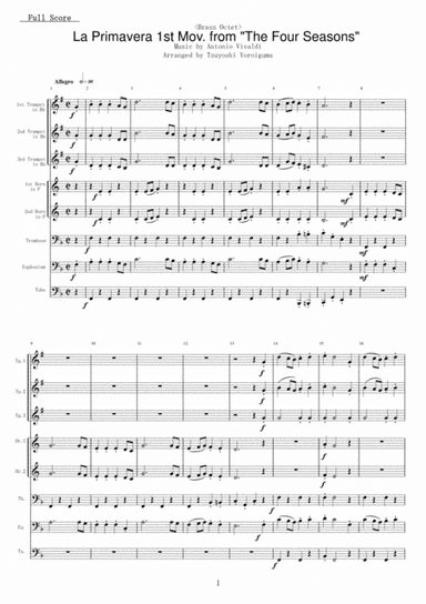 La Primavera 1st Mov. from "The Four Seasons" (arr. Tsuyoshi Yoroiguma)