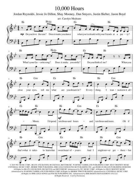 10,000 Hours (arr. Carolyn Medrano)