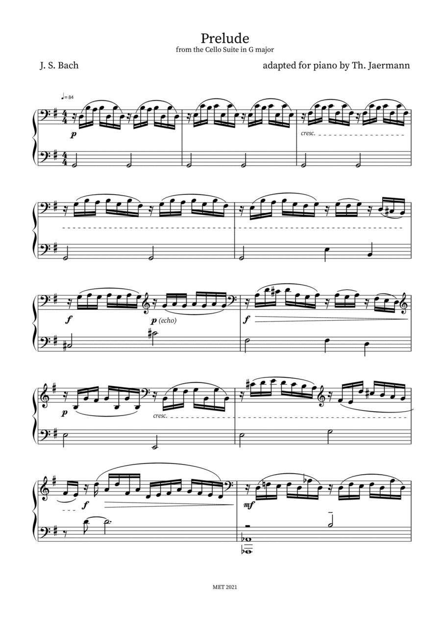 Prelude from the Cello Suite in G major (arr. Thomas Jaermann)