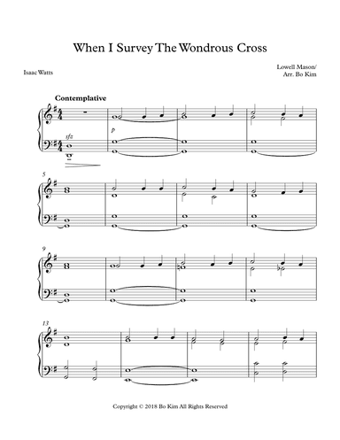 When I Survey The Wondrous Cross (Lent Hymn) (arr. Bo Kim)