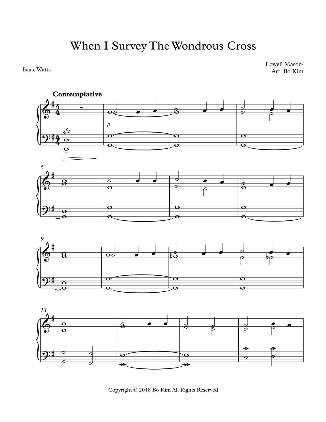 When I Survey The Wondrous Cross (Lent Hymn) (arr. Bo Kim)