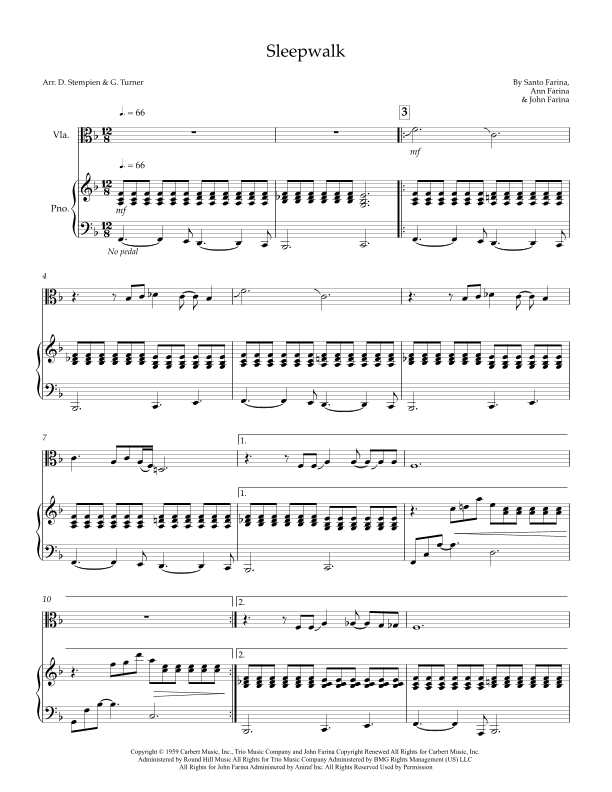 Sleepwalk (instrumental Version) (arr. Debra E. Stempien, Gregory H. Turner)