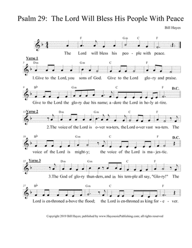 Psalm 29:  The Lord Will Bless His People With Peace.