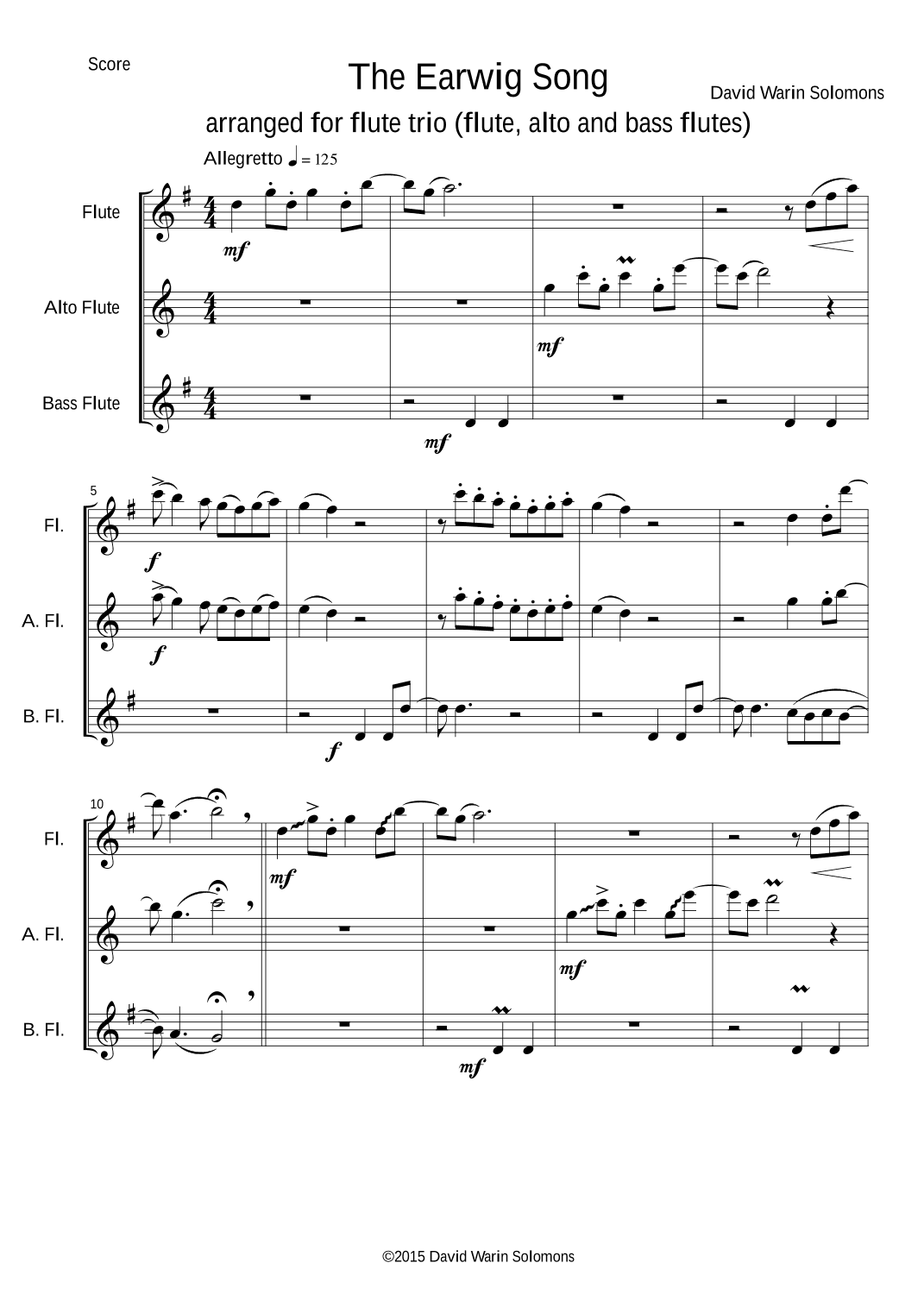 The Earwig song flute trio (SAB)