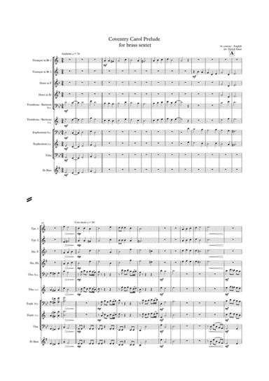 Coventry Carol Prelude for brass sextet arr. Derick Kane (arr. Derick Kane)