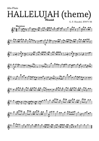 Aleluia (HALLELUJAH), of the Messiah - for Alto Flute and accompaniment (arr. Leyandder Trustworthy)