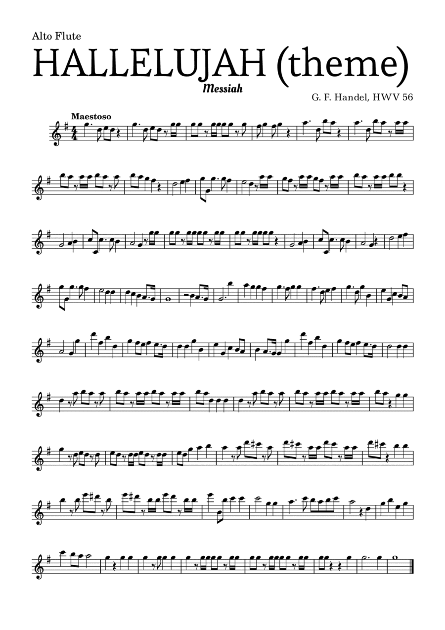 Aleluia (HALLELUJAH), of the Messiah - for Alto Flute and accompaniment (arr. Leyandder Trustworthy)