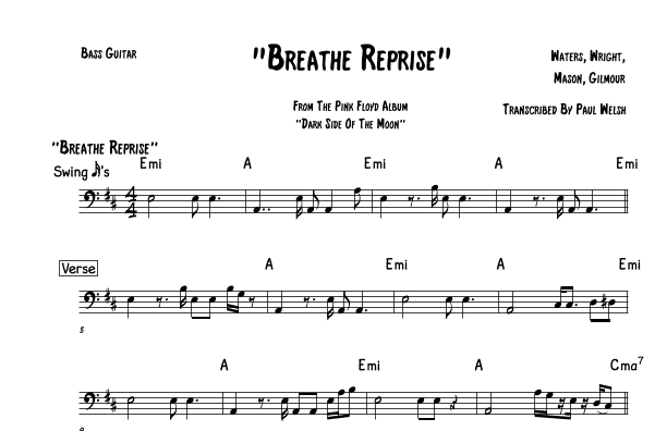 Breathe (reprise) (arr. P Welsh)