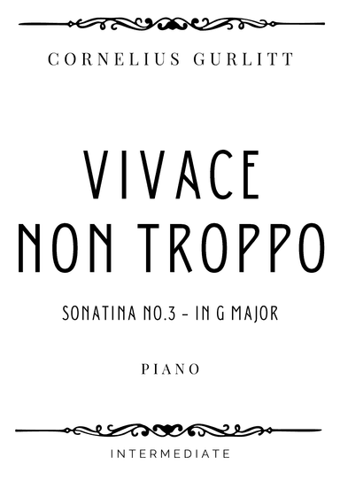 Gurlitt - Vivace non Troppo from Sonatina No. 3 in G Major - Intermediate (arr. Piacere Music Sheets)