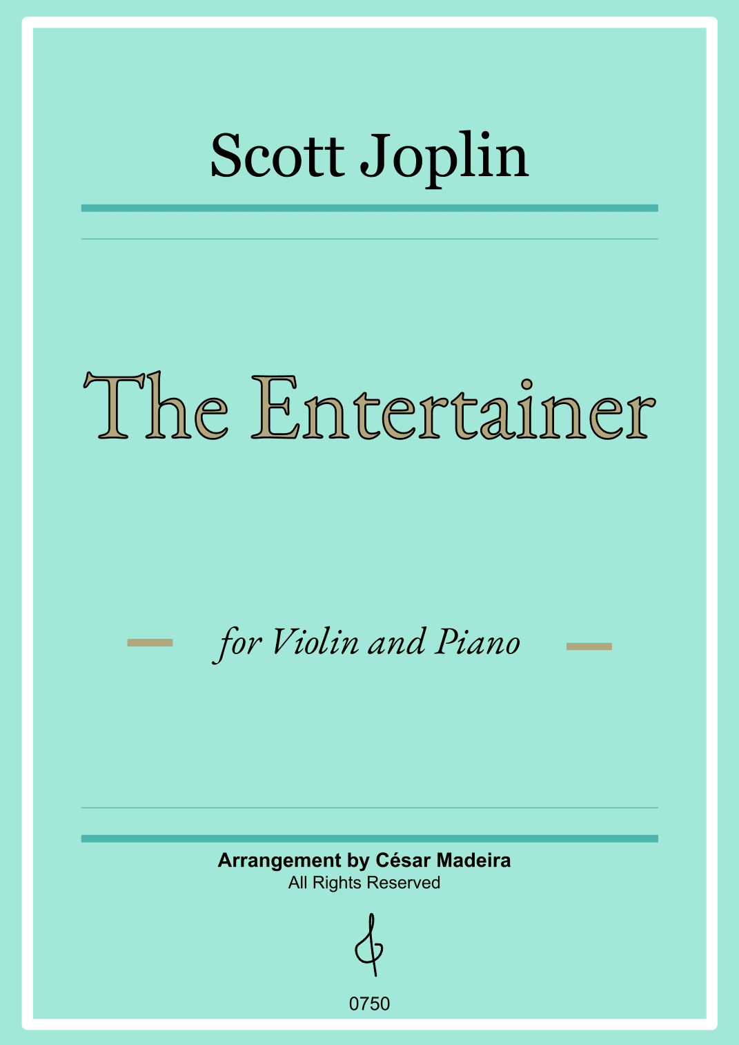 The Entertainer by Joplin - Violin and Piano (Full Score) (arr. César Madeira)