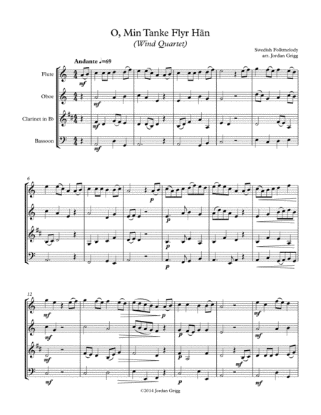 O, Min Tanke Flyr Hän (Wind Quartet) (arr. Jordan Grigg)