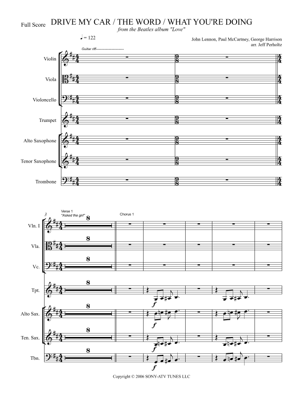 Drive My Car / The Word / What You're Doing   (love Version) (arr. Jeff Perholtz)