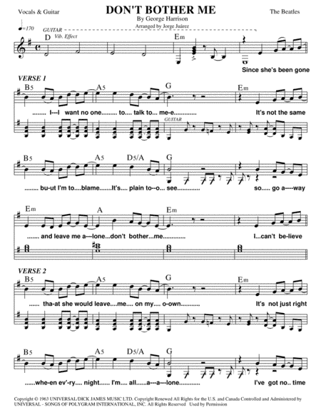 Don't Bother Me (arr. Jorge Juárez)
