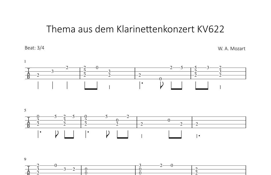 Thema aus Klarinetten Konzert KV622 (arr. Bettina Schipp)