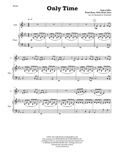 Only Time (arr. Kenneth D. Friedrich)