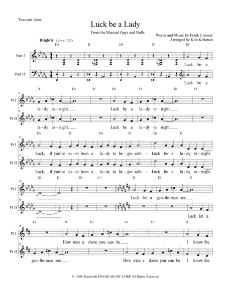 Luck Be A Lady (arr. Kim Kirkman)
