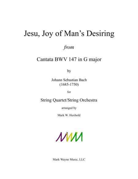 Jesu, Joy of Man's Desiring - Score Only (arr. Mark W. Huxhold)