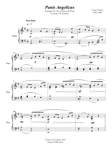 Franck: Panis Angelicus for Alto Clarinet & Piano (arr. James M. Guthrie, ASCAP)