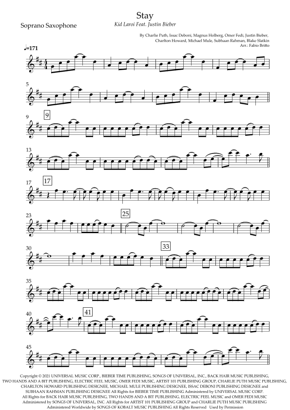 Stay (arr. Fabio Britto)