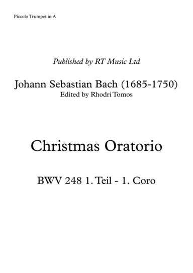 Bach BWV248 Christmas Oratorio - trumpet 1 parts (arr. Rhodri Tomos)