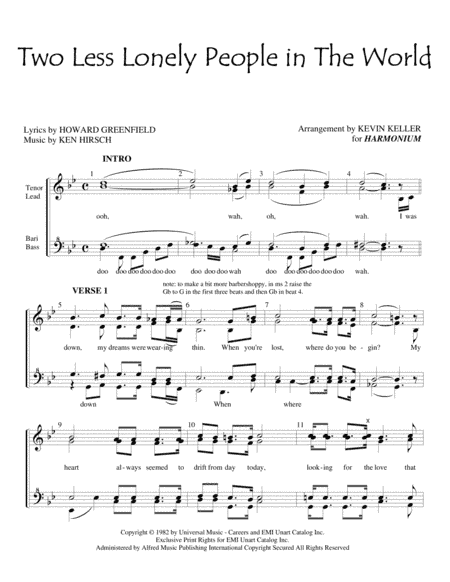 Two Less Lonely People In The World (arr. Kevin Keller)