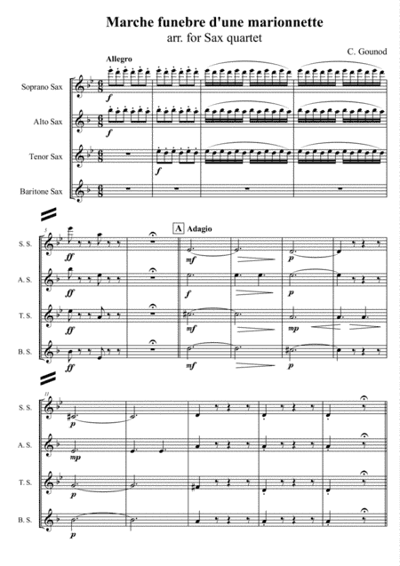 C. Gounod - Marche funebre d'une marionnette, arr. for Sax quartet (arr. Xlomeg)