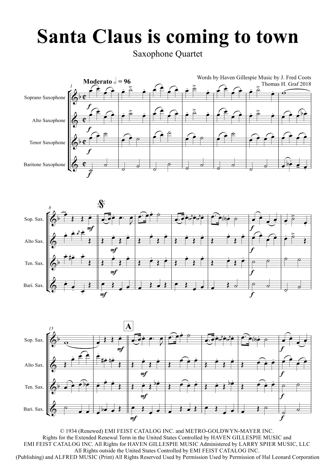 Santa Claus Is Comin' To Town (arr. Thomas H. Graf)