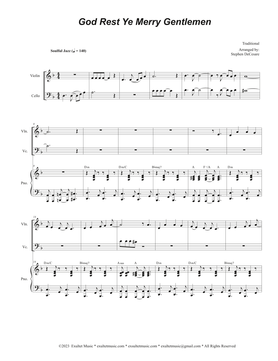 God Rest Ye Merry Gentlemen (Duet for Violin and Cello) (arr. Stephen DeCesare)