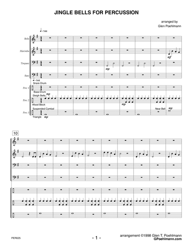 JINGLE BELLS FOR PERCUSSION - PERCUSSION ENSEMBLE (arr. Glen Poehlmann)