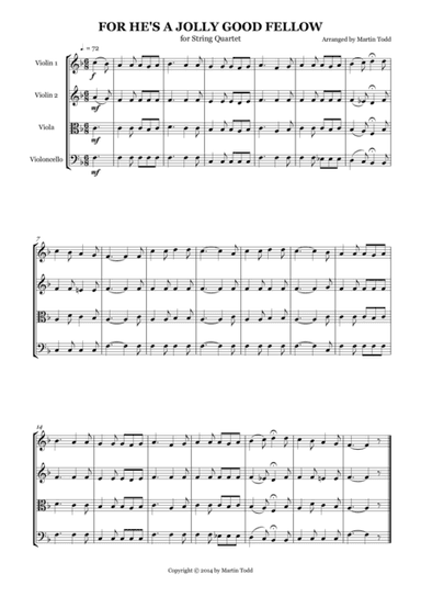 For He's a Jolly Good Fellow for String Quartet (arr. Martin Todd)