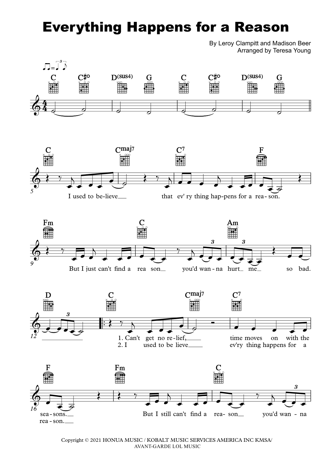 Everything Happens For A Reason (arr. Teresa Young)