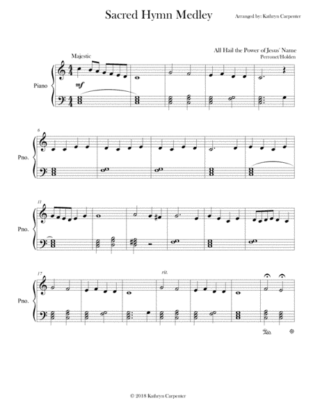 Sacred Hymn Medley (Easy Piano) (arr. Kathryn Carpenter)