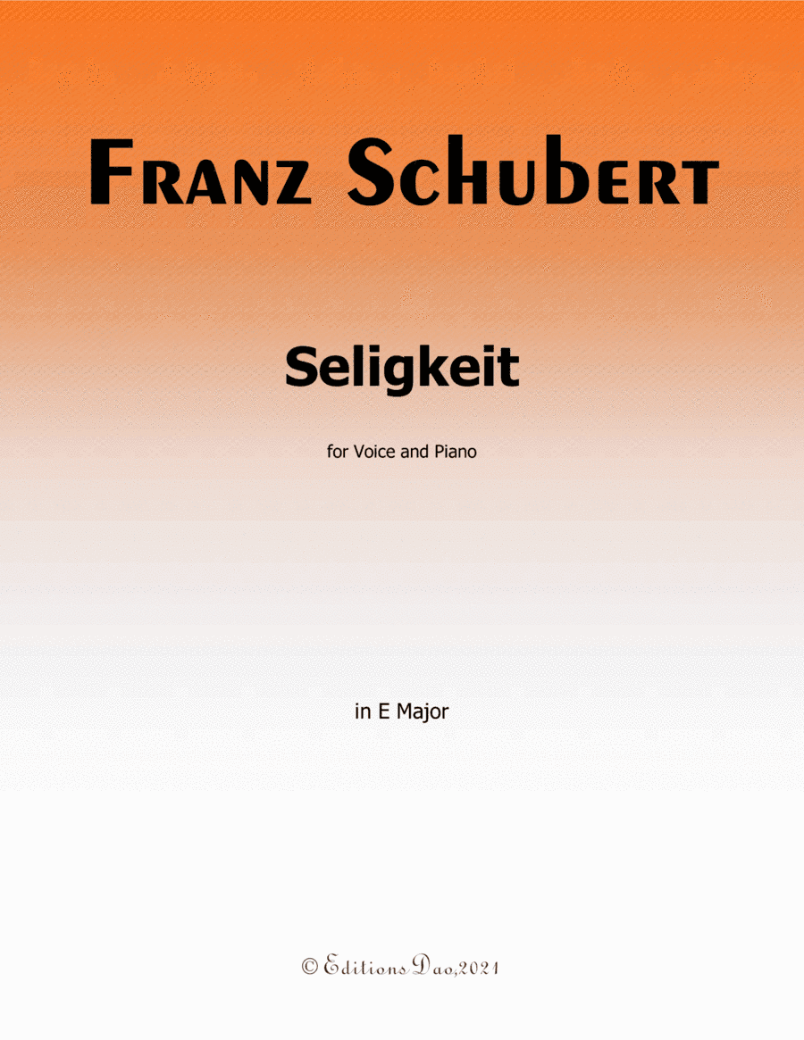 Seligkeit, by Schubert, in E Major (arr. Editions Dao)