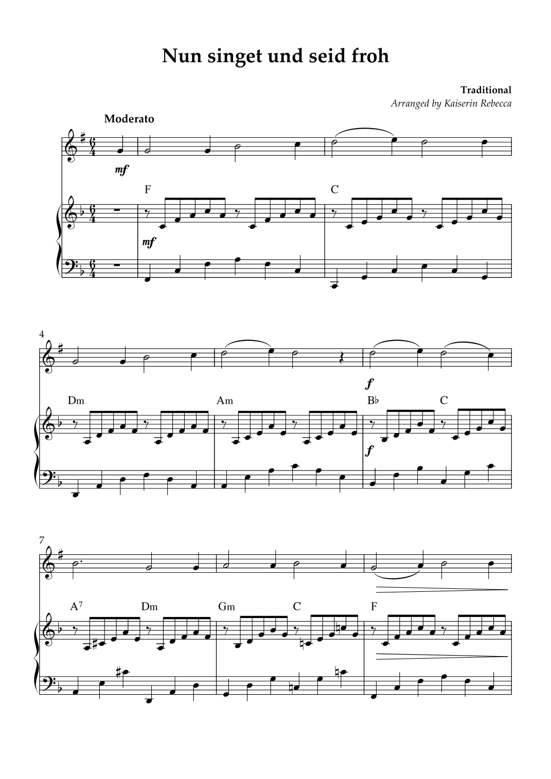 Nun singet und seid froh (arr. Kaiserin Rebecca)