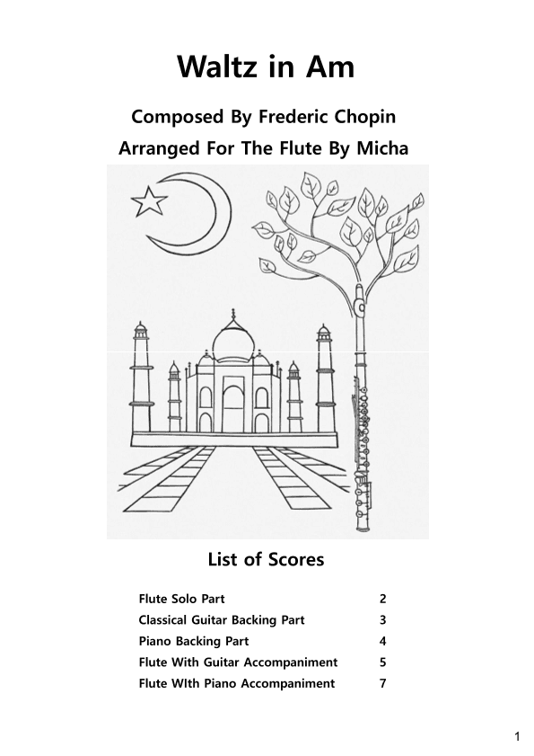 Waltz in Am by Chopin for Flute with Guitar or Piano (arr. Micha)