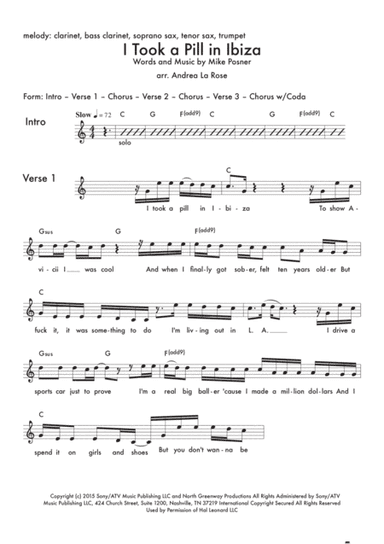 I Took A Pill In Ibiza (arr. Andrea La Rose)