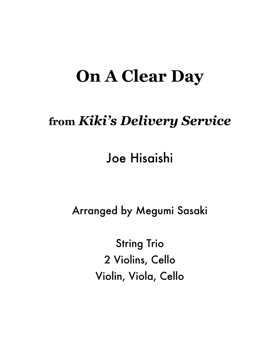 Kiki's Delivery Service (on A Clear Day) (arr. Megumi Sasaki)