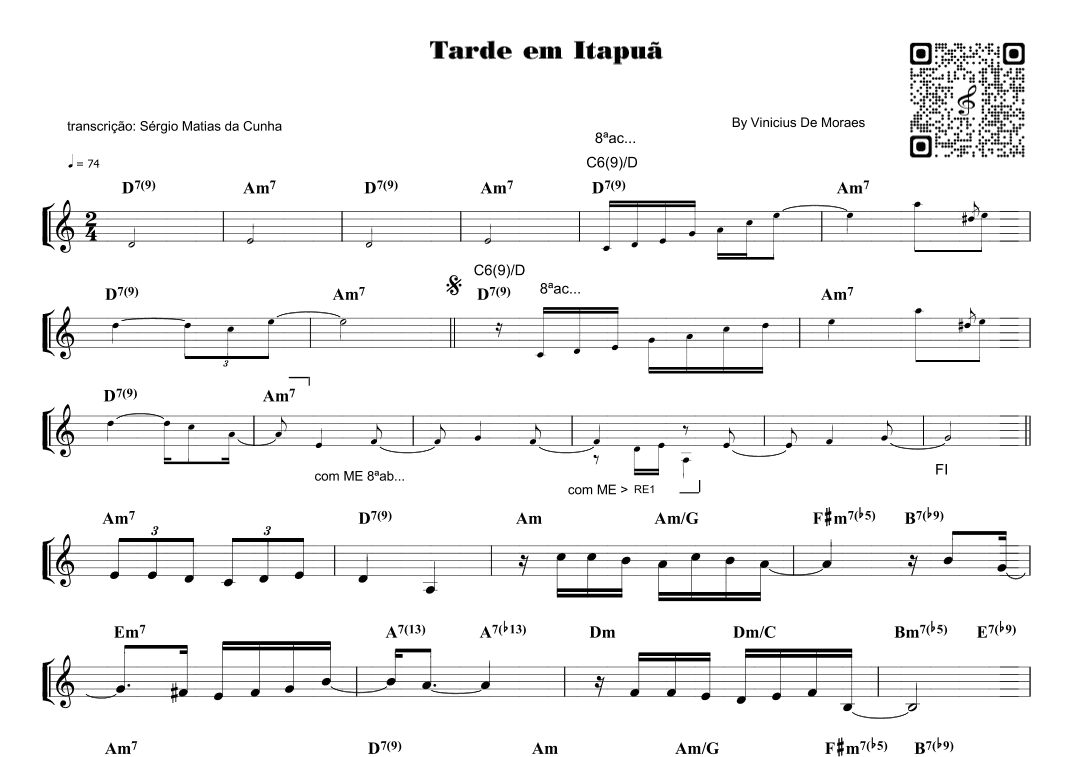 Tarde Em Itapoa (arr. Piano)